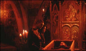 His dead body in the coffin...