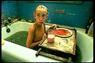 Solomon taking bath...
